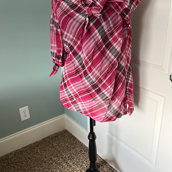 LAUREN Ralph Lauren pink plaid off shoulder blouse - Picture 6 of 11